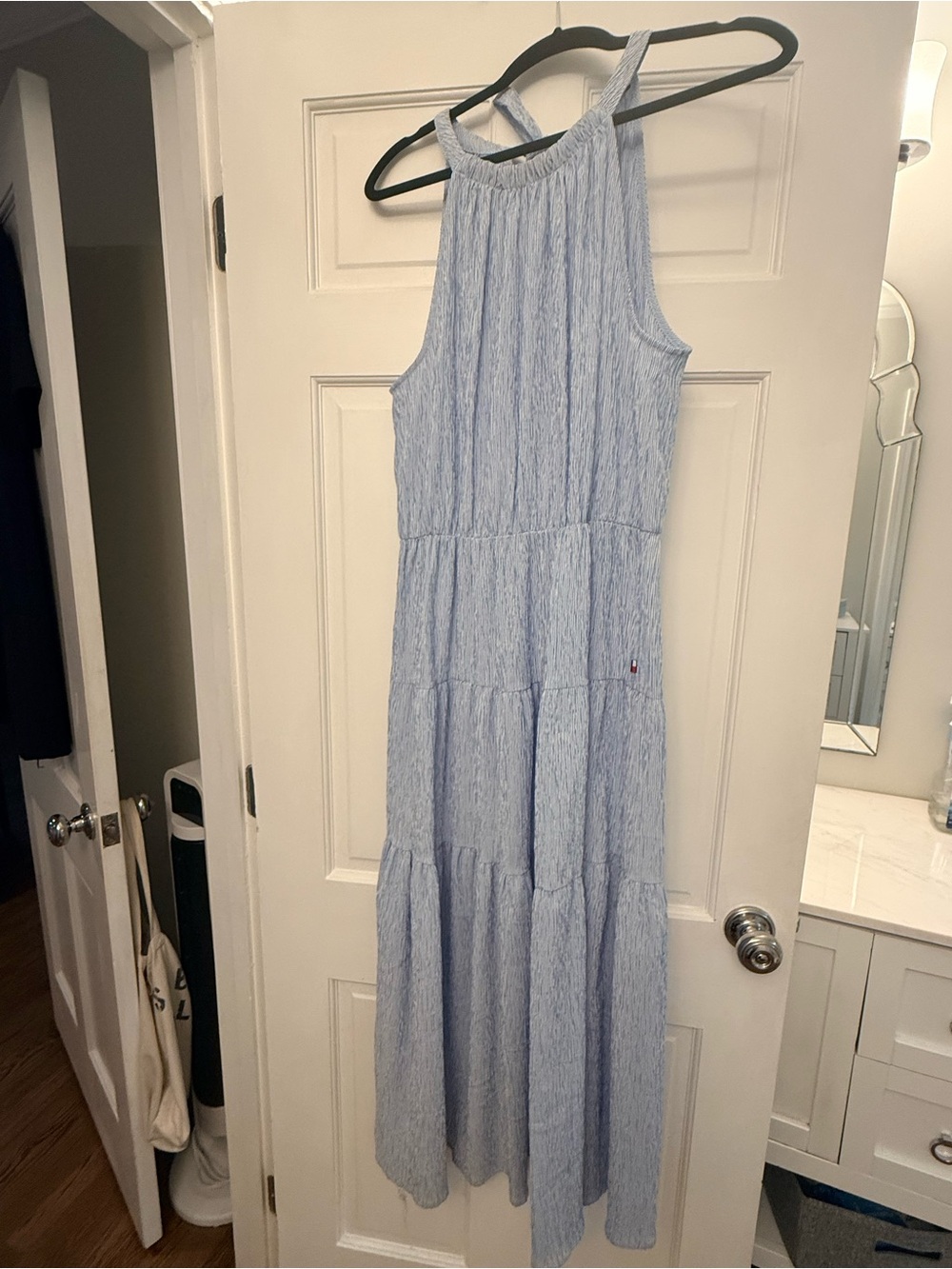 Tommy Hilfiger Blue Striped Halter Maxi Dress